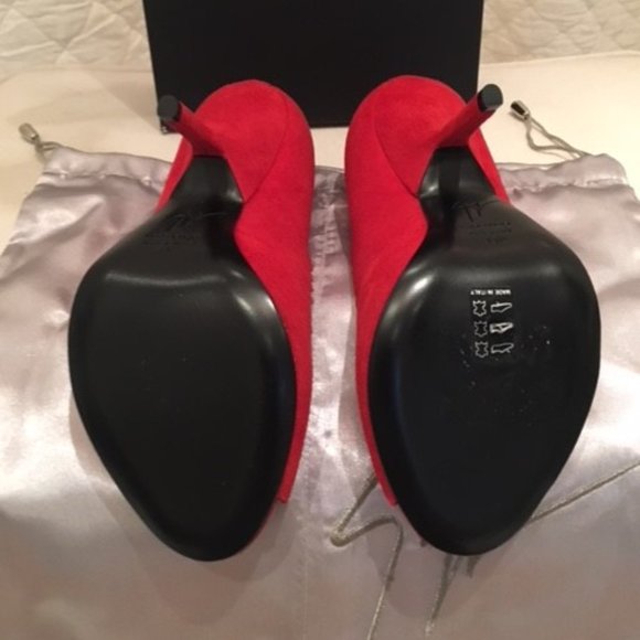 GIUSEPPE ZANOTTI red suede peep toe - Picture 3 of 5